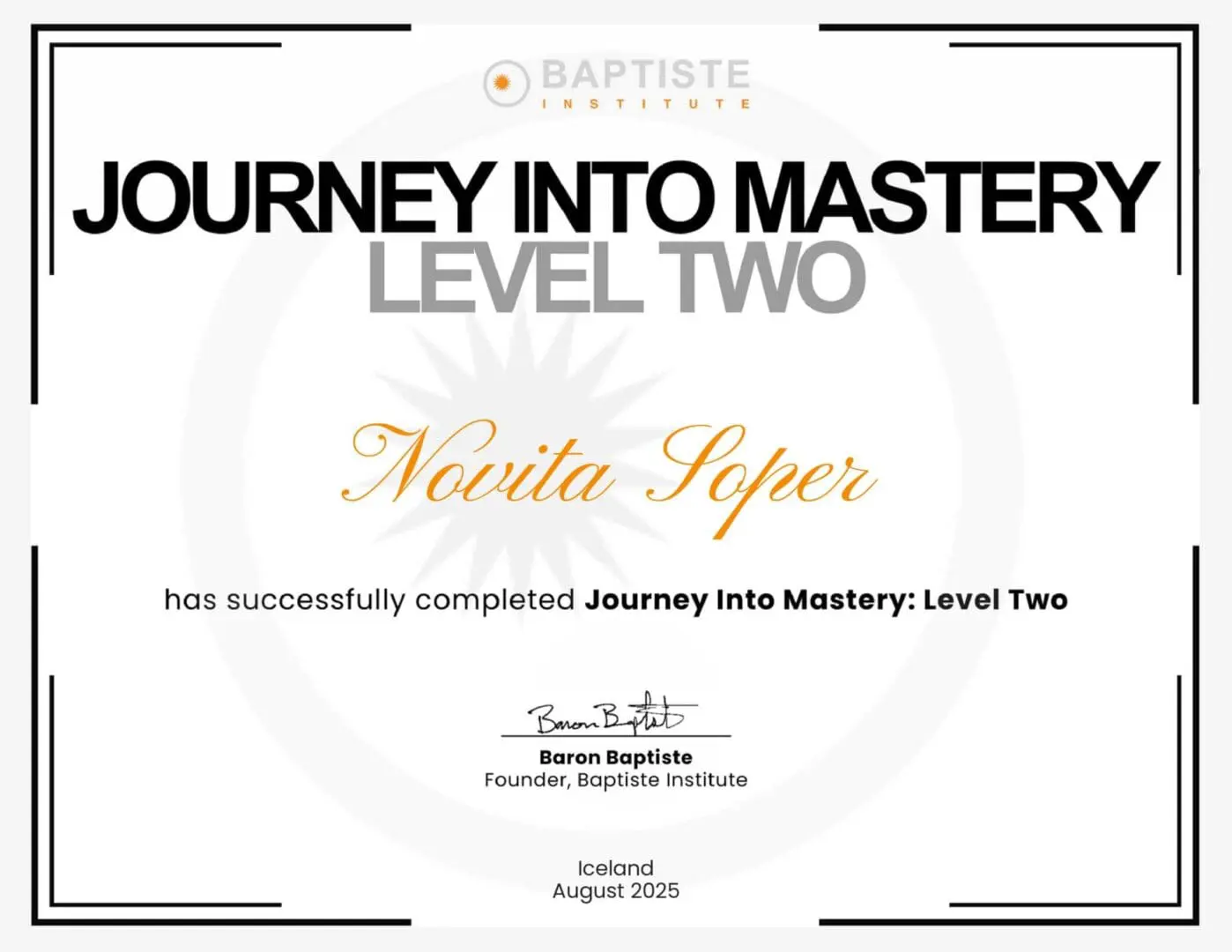 Baptiste Level Two certificate thumbnail