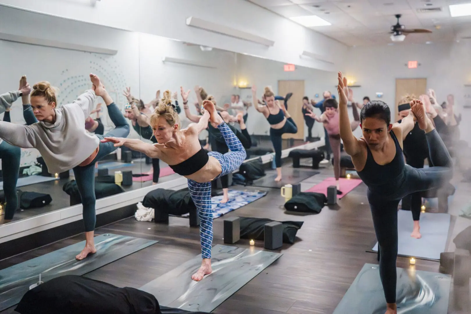 Group hot yoga class at Vitara Hot Yoga