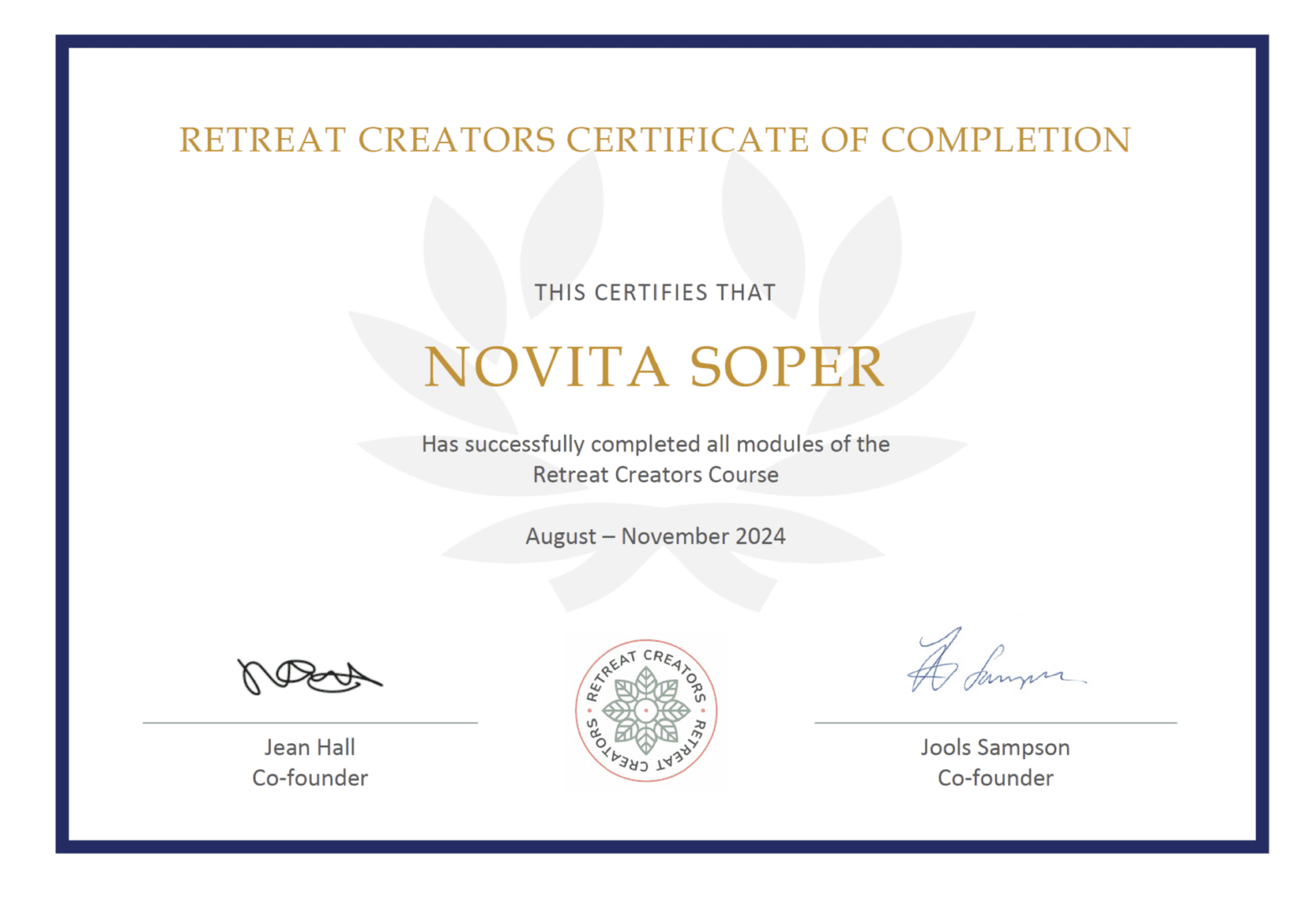 Retreat Creator certificate thumbnail