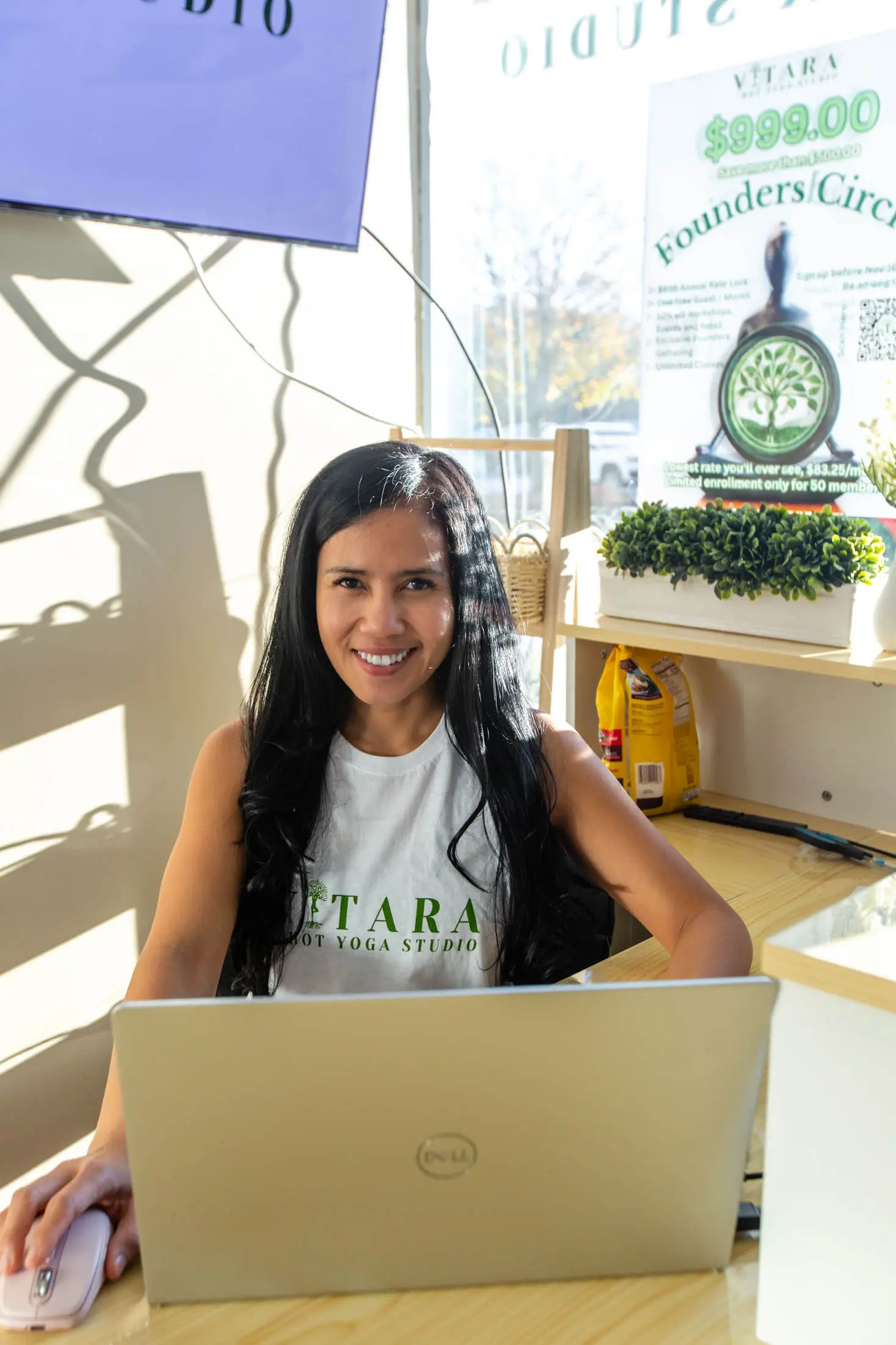 Thoughtful studio details at Vitara Hot Yoga in Seabrook New Hampshire