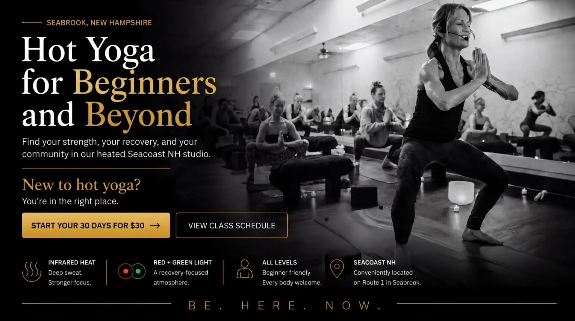 Hot yoga for beginners and beyond at Vitara Hot Yoga in Seabrook NH